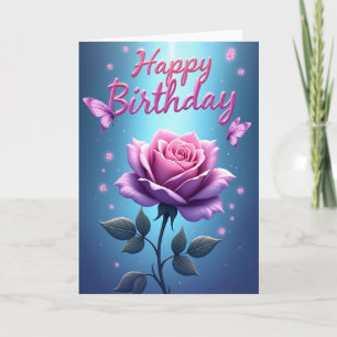 Cartão de Aniversário Rosa Alada