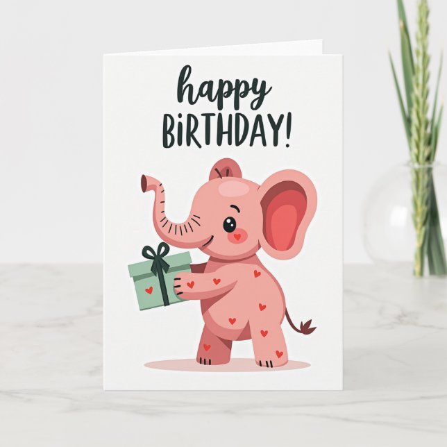 Cartão de Aniversário Rosa Alegre (Frente)