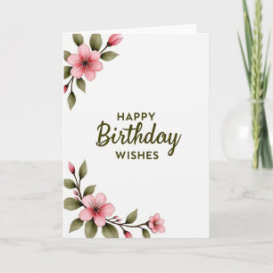Cartão de Aniversário Rosa Artístico