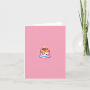 Cartão de aniversário, rosa, bolo, kawaii, cartão