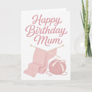 Cartão de Aniversário Rosa Bonito para Mãe que Tri