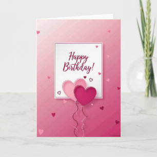 Cartão de Aniversário Rosa com Coração