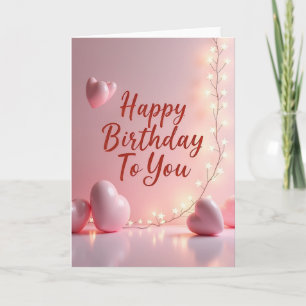 Cartão de Aniversário Rosa com Roteiro