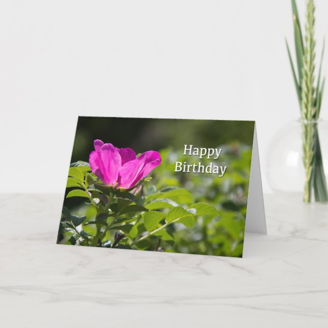Cartão de Aniversário Rosa de Papel Cor-de-Rosa (Frente)