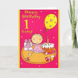 Cartão de Aniversário Rosa e Amarelo