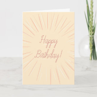 Cartão de aniversário rosa e branco feliz aniversá
