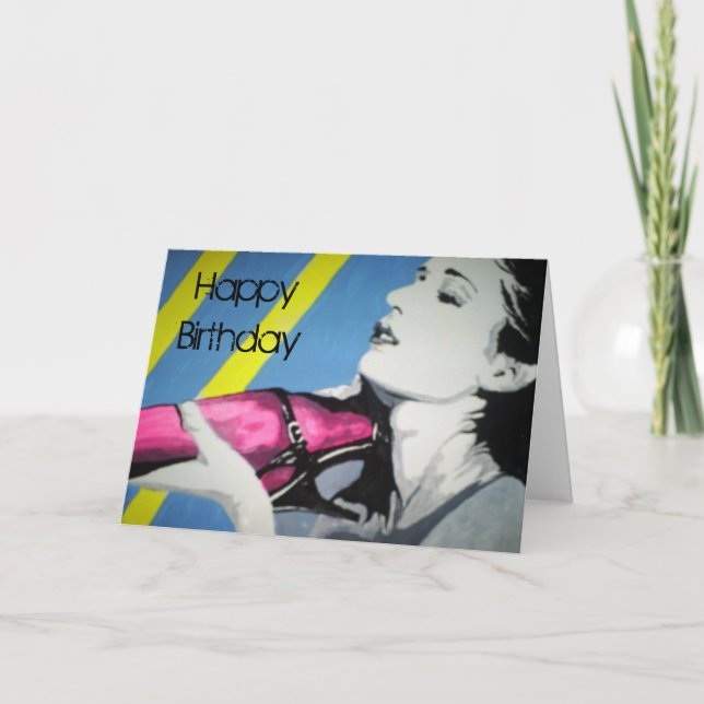 Cartão de Aniversário 'Rosa é para Meninas' (Frente)