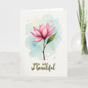 Cartão de Aniversário Rosa em Flor