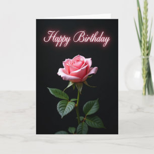 Cartão de Aniversário Rosa Enrubescida