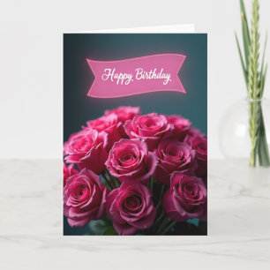 Cartão de Aniversário Rosa-Fúcsia Doce