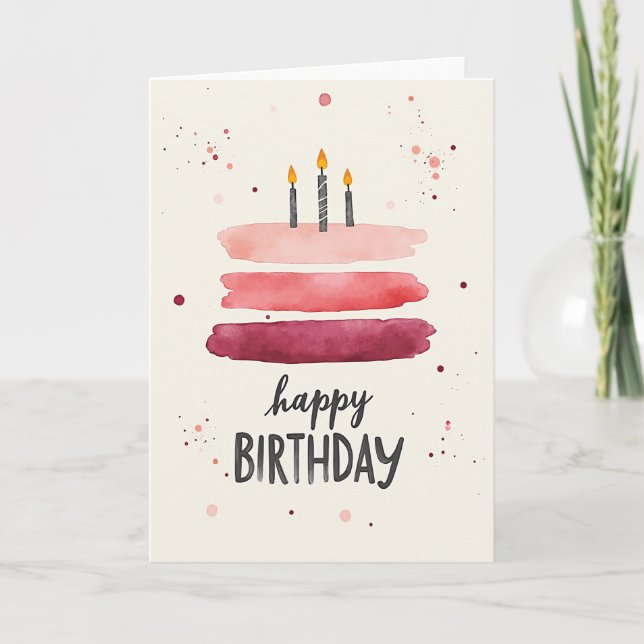 Cartão de Aniversário Rosa Gradiente (Frente)