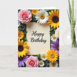 Cartão de Aniversário Rosa Margarida