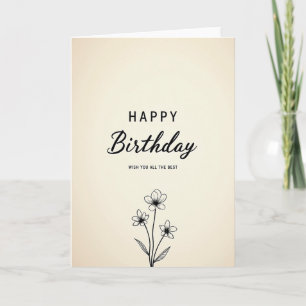 Cartão de Aniversário Rosa Minimalista