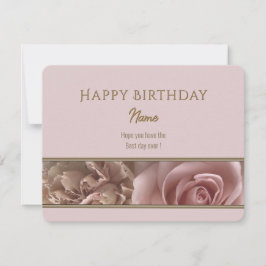 Cartão de Aniversário Rosa Pálido Feliz