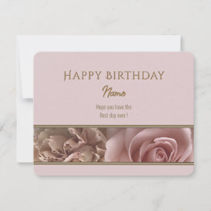 Cartão de Aniversário Rosa Pálido Feliz
