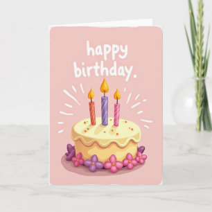 Cartão de Aniversário Rosa Pastel