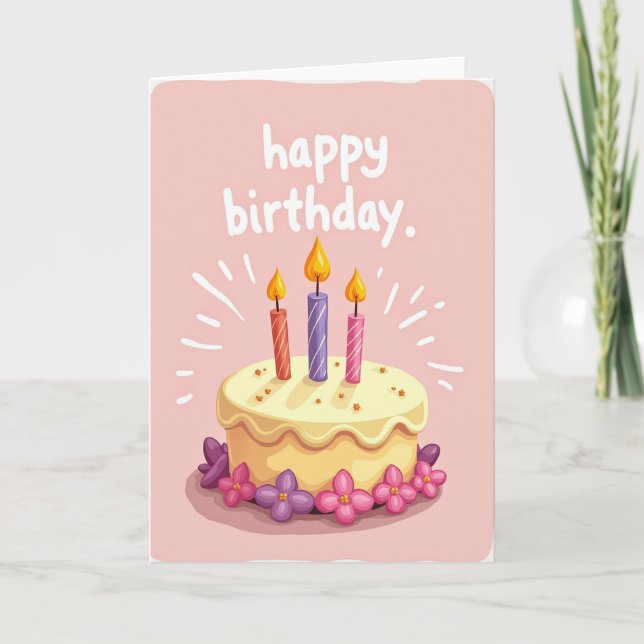 Cartão de Aniversário Rosa Pastel (Frente)