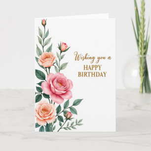 Cartão de Aniversário Rosa Pêssego