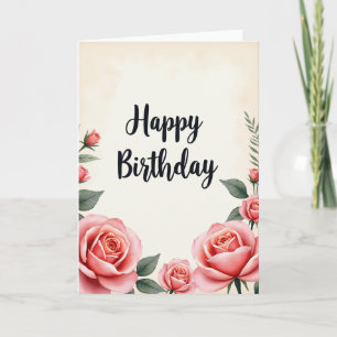 Cartão de Aniversário Rosa Pontilhada