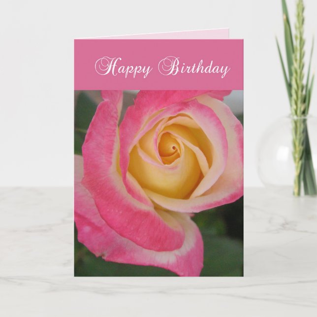 Cartão de Aniversário Rosa Rosa (Frente)