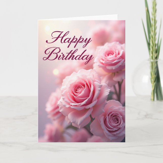 Cartão de Aniversário Rosa Rosa (Frente)