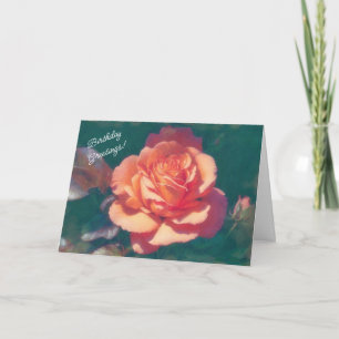 Cartão de Aniversário Rosa Rosa Laranja Grande