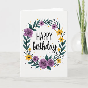 Cartão de Aniversário Rosa Roxa
