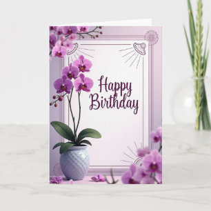 Cartão de Aniversário Roxo Alegre