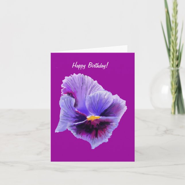 Cartão de aniversário roxo do amor perfeito (Frente)