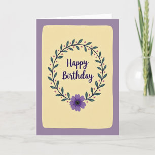 Cartão de Aniversário Roxo Elegante