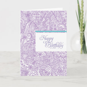 Cartão de Aniversário Roxo Henna