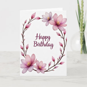 Cartão de Aniversário Roxo Rosa