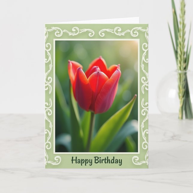 Cartão de Aniversário Scarlet Bloom (Frente)