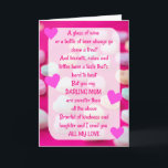 Cartão de Aniversário Sentimental de Poem Bonito<br><div class="desc">Belo cartão de aniversário para uma Mãe com um doce cheio bonito de amor e sentimento. Poem cortesia e direitos autorais de Sue Lawson. O cartão tem corações cor-de-rosa num fundo de doces.  Mande este cartão para sua mãe no aniversário para mostrar seu amor.  Obrigado por ver minhas designs.</div>