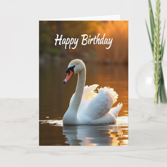 Cartão de Aniversário Serenidade do Cisne (Frente)