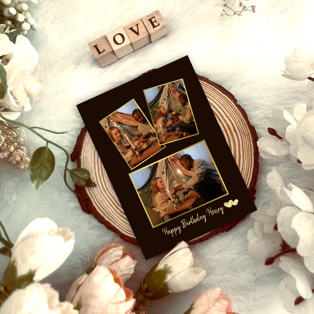 Cartão de Aniversário Simples de Colagem de Foto d (Criador carregado)