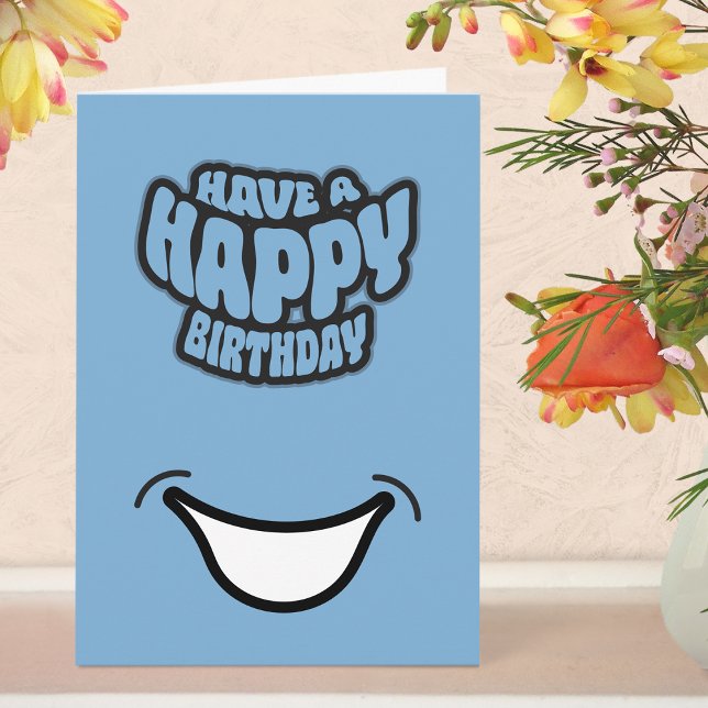 Cartão de Aniversário Simples e Moderno Dobrado (Birthday Card - Blue)