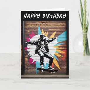 Cartão de Aniversário Skate Parque Grunge Arte de 