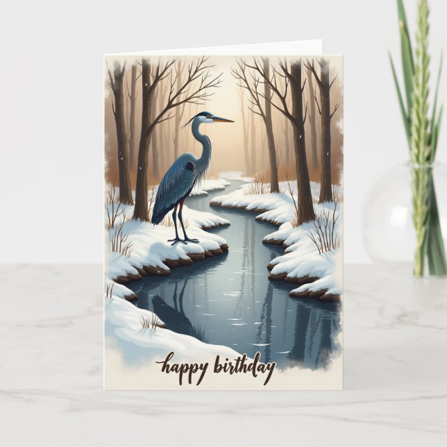 Cartão de Aniversário Snowy Stream (Frente)