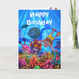 Cartão de Aniversário Sob o Mar
