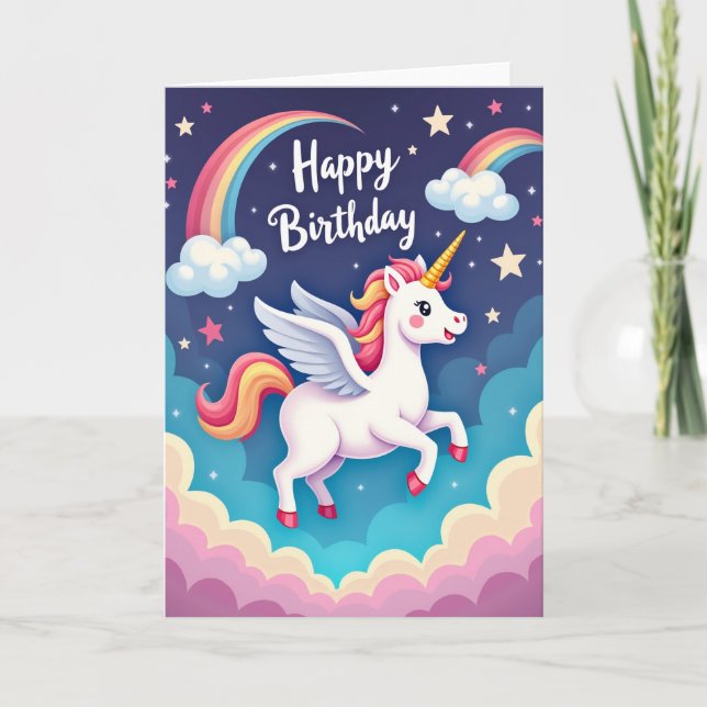 Cartão de Aniversário Sonho de Arco-íris (Frente)