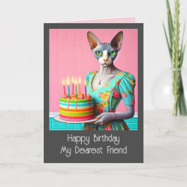 Cartão de Aniversário | Sphynx Cat Lady with Birth