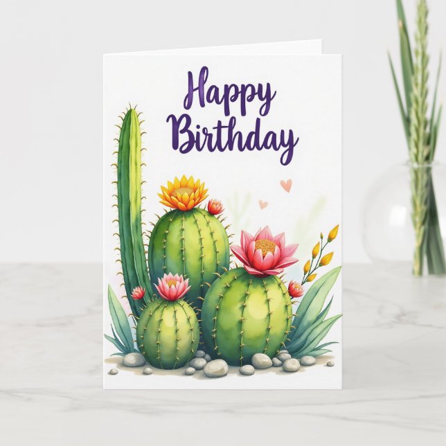 Cartão de Aniversário Suculento Alegre (Frente)