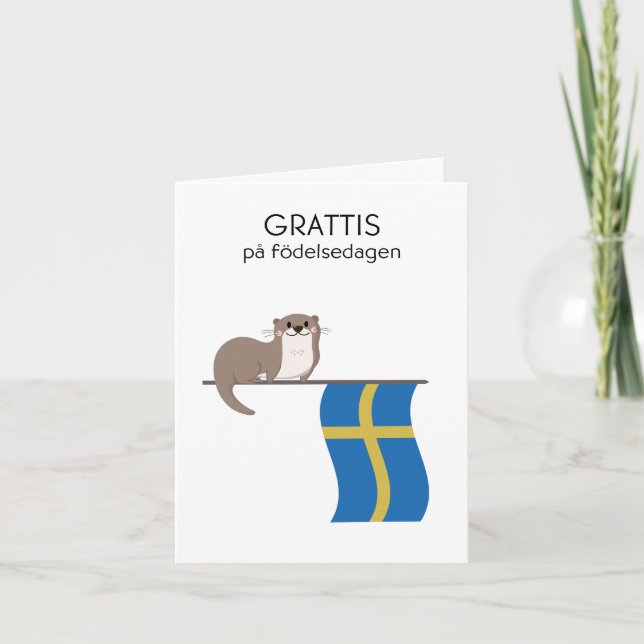 Cartão de Aniversário Sueco - Grattis på födelseda (Frente)