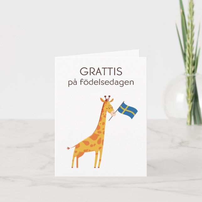 Cartão de Aniversário Sueco – Grattis på födelseda (Frente)
