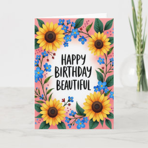 Cartão de Aniversário Sweet Birthday Golden Blooms