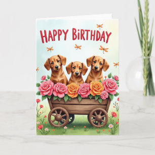 Cartão de Aniversário Sweet Dog Wagon