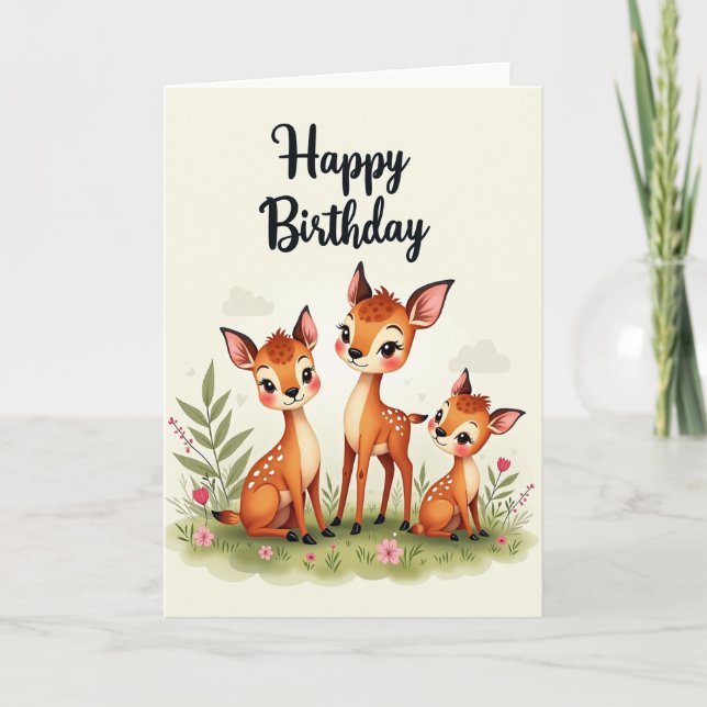 Cartão de Aniversário Sweet Fawn (Frente)