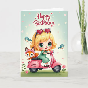 Cartão de Aniversário Sweet Scooter