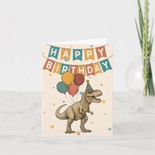 Cartão de aniversário T-Rex - Dinossauro itinerant